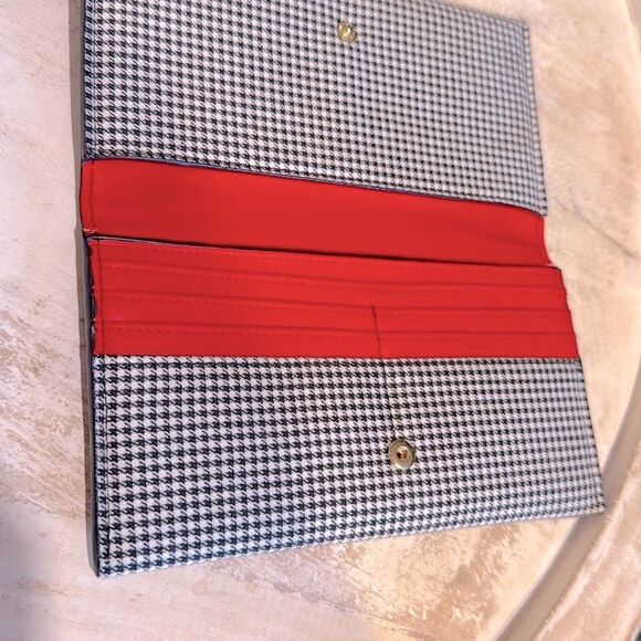 Zara RARE Houndstooth w Red Interior Women’s Wallet - Picture 11 of 16